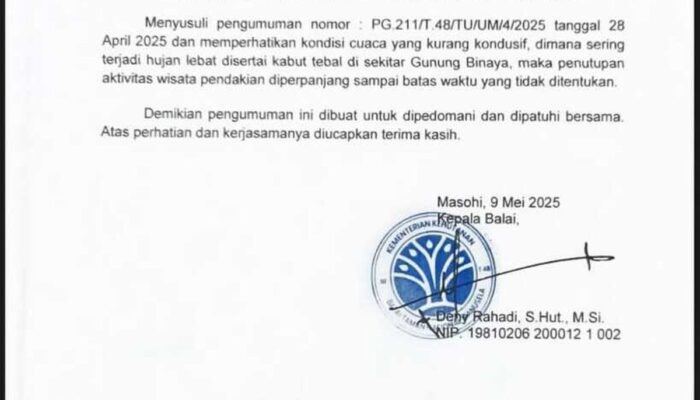 Cuaca Buruk, Pendakian Gunung Binaiya Maluku Ditutup Sementara