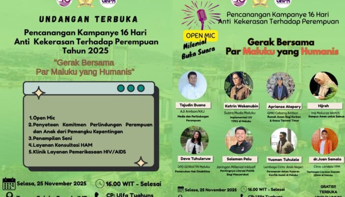 Besok: Kampanye 16 Hari Anti Kekerasan terhadap Perempuan 2025 Dimulai di Ambon