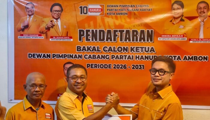 Hadiyanto Junaidi Jadi Pendaftar Pertama Bursa Ketua DPC Hanura Ambon 2026-2031