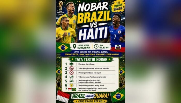 Fans Brasil Kepulauan Kei Gelar Nobar Piala Dunia 2026, di Sini Lokasinya