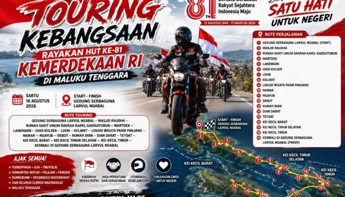 Touring Kebangsaan Warnai HUT RI di Malra, Warga Dapat Bendera Merah Putih dan Cek Kesehatan Gratis